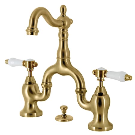 Kingston Brass Bridge Bathroom Faucet with Brass Pop-Up, Brushed Brass KS7977BPL
